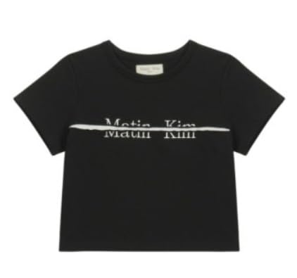 Matin Kim クロップ　スウェット Matin Kim CUTTED LOGO HALF ZIP SWEATSHIRT 4BKS123 (Matin Kim